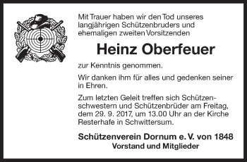 Traueranzeige von Heinz Oberfeuer 