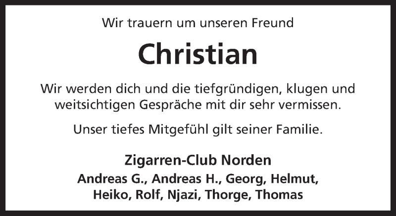  Traueranzeige für Christian Basse vom 16.01.2018 aus 