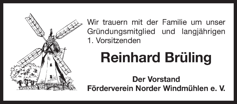  Traueranzeige für Reinhard Brüling vom 27.01.2018 aus 