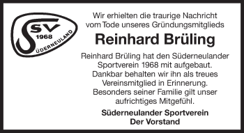 Traueranzeige von Reinhard Brüling 