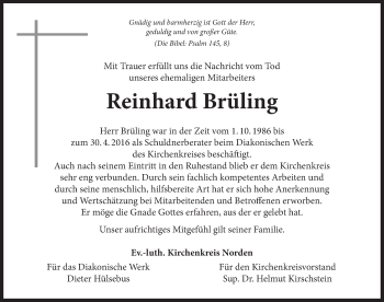 Traueranzeige von Reinhard Brüling 