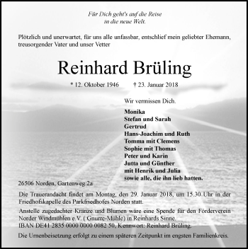 Traueranzeige von Reinhard Brüling 