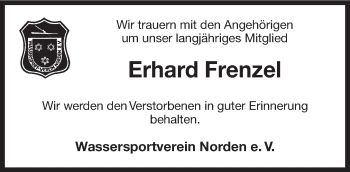 Traueranzeige von Erhard Frenzel 