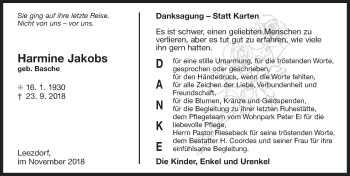 Traueranzeige von Harmine Jakobs 
