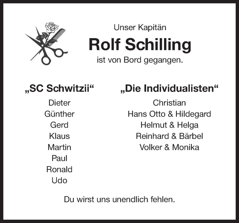  Traueranzeige für Rolf Schilling vom 07.03.2018 aus 