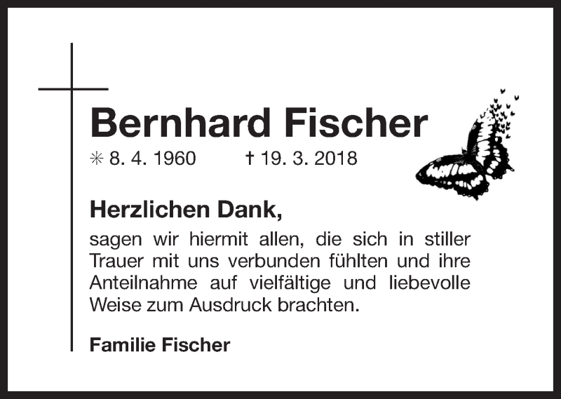  Traueranzeige für Bernhard Fischer vom 20.04.2018 aus 