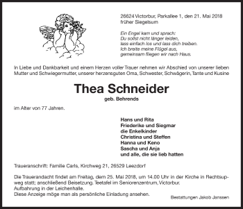 Traueranzeige von Thea Schneider 