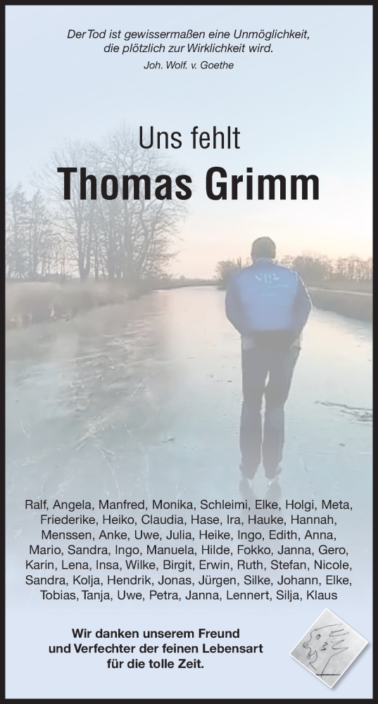  Traueranzeige für Thomas Grimm vom 12.05.2018 aus 