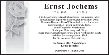 Traueranzeige von Ernst Jochems 