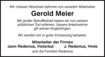 Traueranzeige von Gerold Meier 