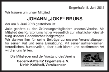 Traueranzeige von Johann Bruns 