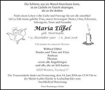 Traueranzeige von Maria Ellßel 
