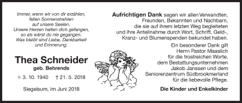 Traueranzeige von Thea Schneider 