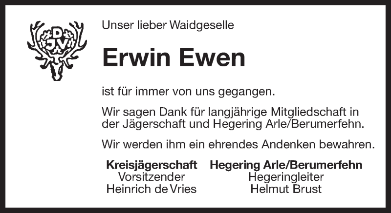  Traueranzeige für Erwin Ewen vom 24.07.2018 aus 