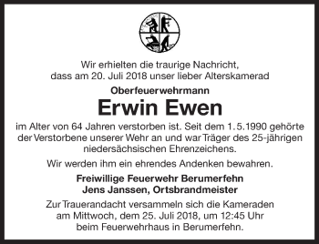 Traueranzeige von Erwin Ewen 