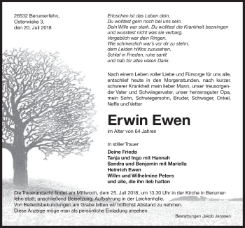 Traueranzeige von Erwin Ewen 