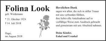 Traueranzeige von Folina  Look 
