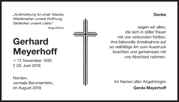 Traueranzeige von Gerhard Meyerhoff 