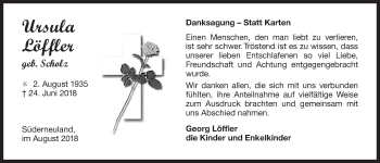 Traueranzeige von Ursula Löffler 