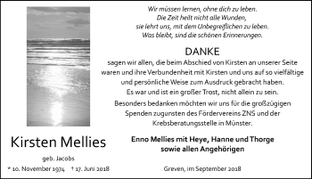 Traueranzeige von Kirsten Mellies 