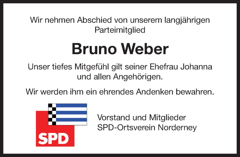  Traueranzeige für Bruno Weber vom 12.01.2019 aus 