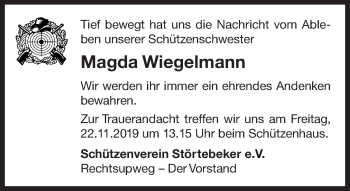 Traueranzeige von Magda Wiegelmann von Ostfrisischer Kurier