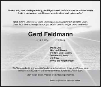 Traueranzeige von Gerd Feldmann 