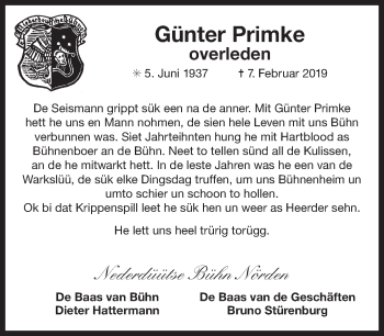 Traueranzeige von Günter Primke 