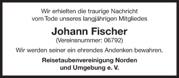 Traueranzeige von Johann Fischer  