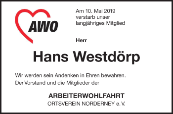 Traueranzeige von Hans-Hermann Westdörp 