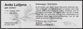 Traueranzeige von Anita Luitjens 