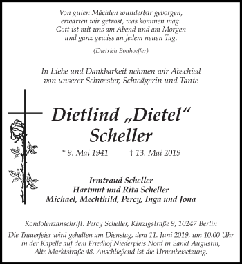 Traueranzeige von Dietlind Scheller 