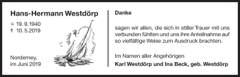 Traueranzeige von Hans-Hermann Westdörp 