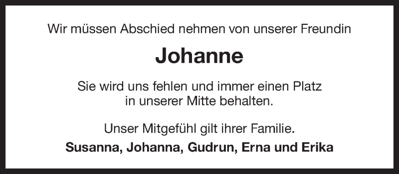  Traueranzeige für Johanne Claashen  vom 06.06.2019 aus Ostfrisischer Kurier