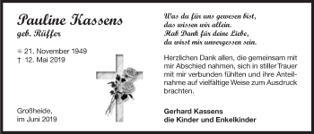 Traueranzeige von Pauline Kassens 
