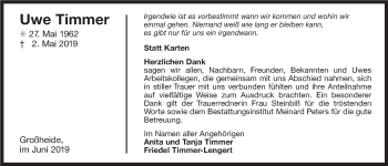 Traueranzeige von Uwe Timmer 
