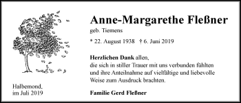 Traueranzeige von Anne-Margarethe Fleßner 