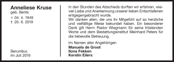 Traueranzeige von Anneliese Kruse 