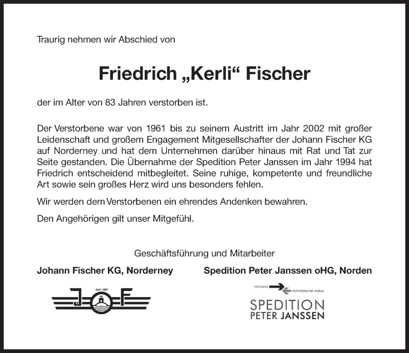  Traueranzeige für Friedrich Fischer vom 13.07.2019 aus 