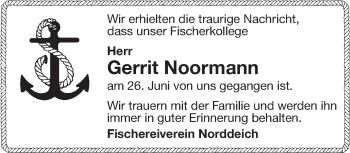 Traueranzeige von Gerrit Noormann 