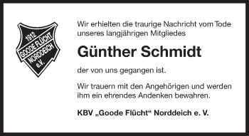 Traueranzeige von Günther Schmidt 