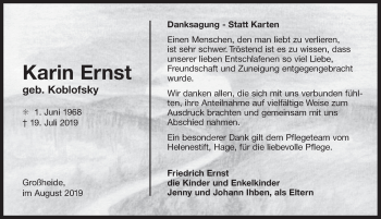 Traueranzeige von Karin Ernst 