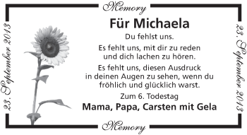 Traueranzeige von Michaela  