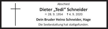 Traueranzeige von Dieter Schneider 