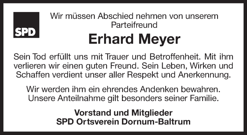 Traueranzeige für Erhard Meyer vom 17.10.2020 aus 