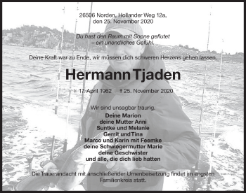Traueranzeige von Hermann Tjaden 