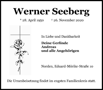 Traueranzeige von Werner Seeberg 
