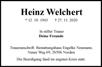 Traueranzeige von Heinz Welchert 