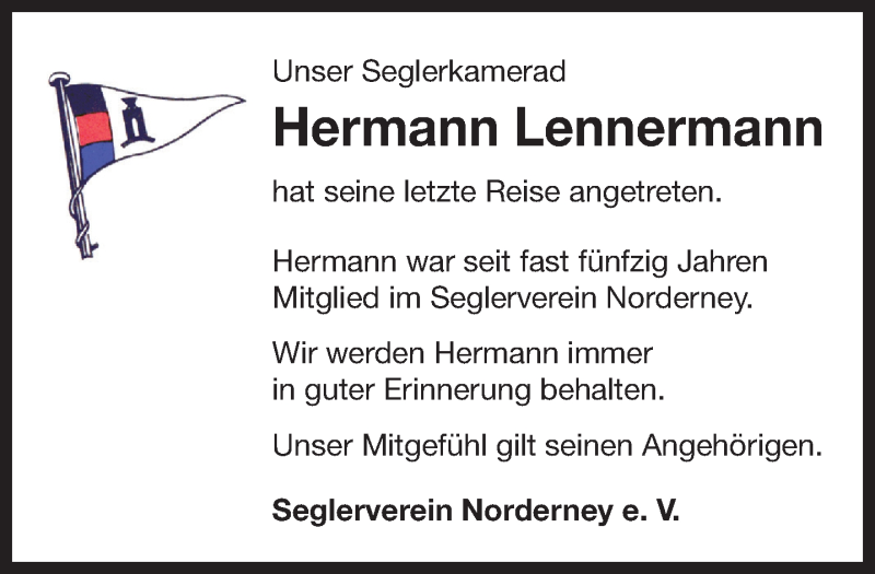  Traueranzeige für Hermann Lennermann vom 09.12.2020 aus Ostfrisischer Kurier