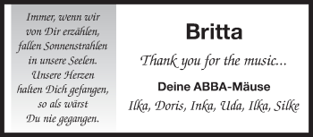 Traueranzeige von Britta  